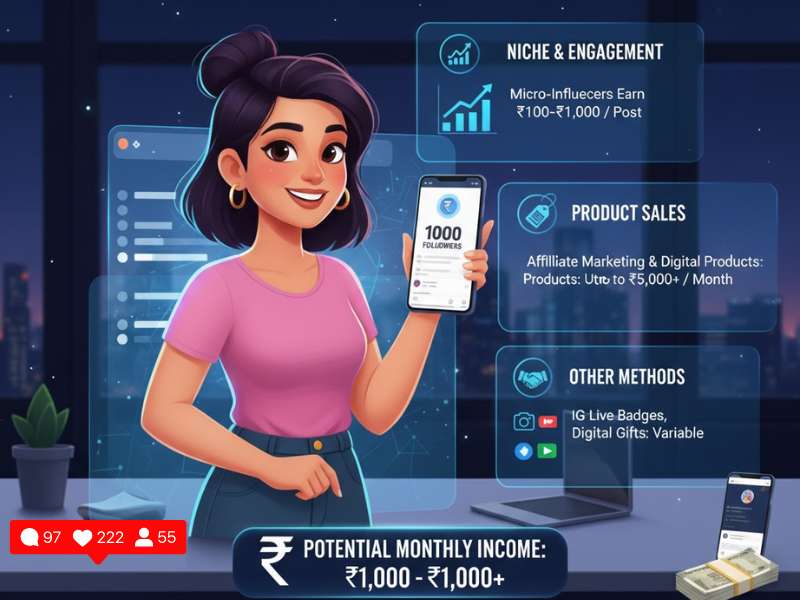 इंस्टाग्राम पर 1000 फॉलोअर्स से कितने पैसे मिलते हैं